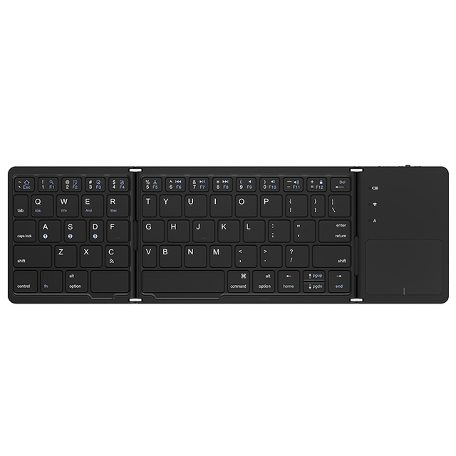 ZD020 Three-Folding Portable Wireless Plastic Keyboard with touch pad for iPad, Smartphone, Laptop Product Parameters