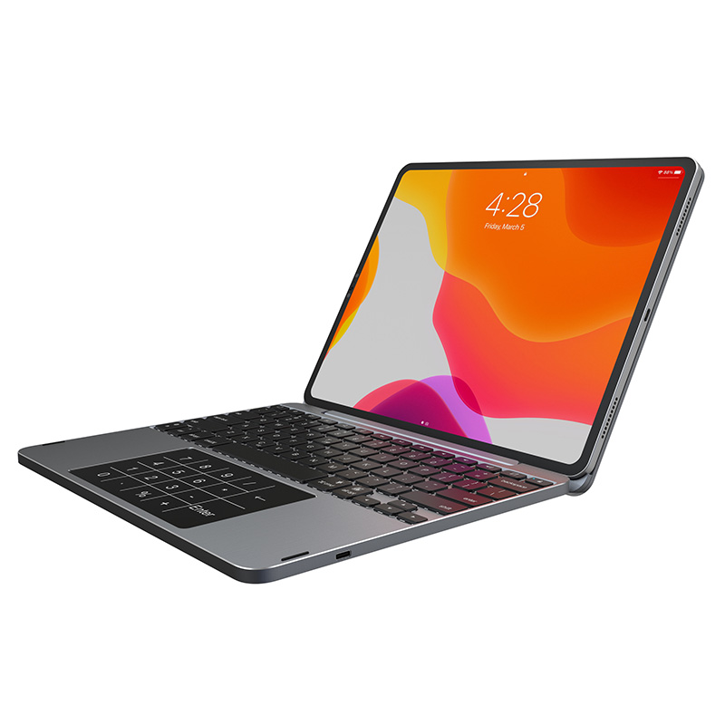 PT010 Aluminum Wireless Blue Tooth tablet Keyboard with Backlight and Track Pad for iPad Air Pro 11 Inch 