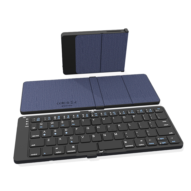 ZD017 PU leather Cover Mini two Folding Bluetooth Keyboard for Tablet, smartphone, Laptop Product Parameters