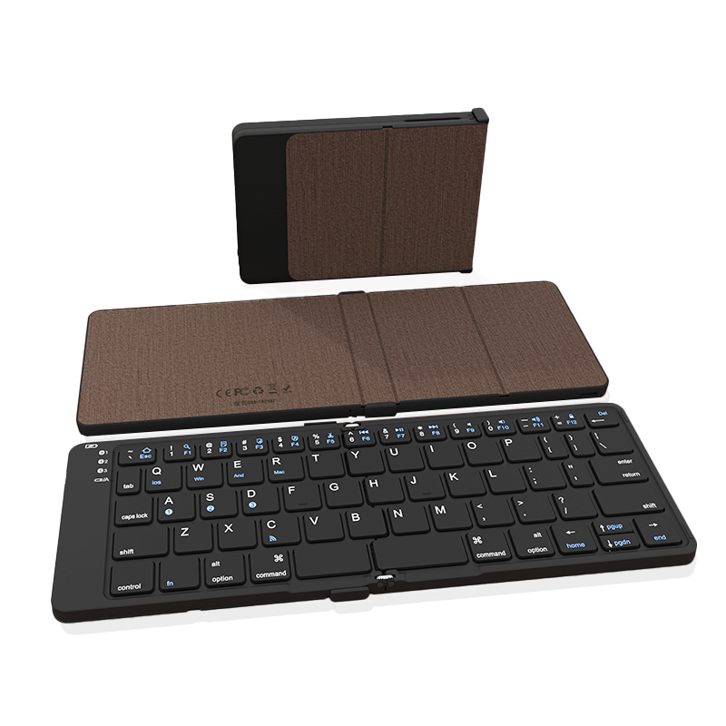 ZD017 PU leather Cover Mini two Folding Bluetooth Keyboard for Tablet, smartphone, Laptop Product Parameters