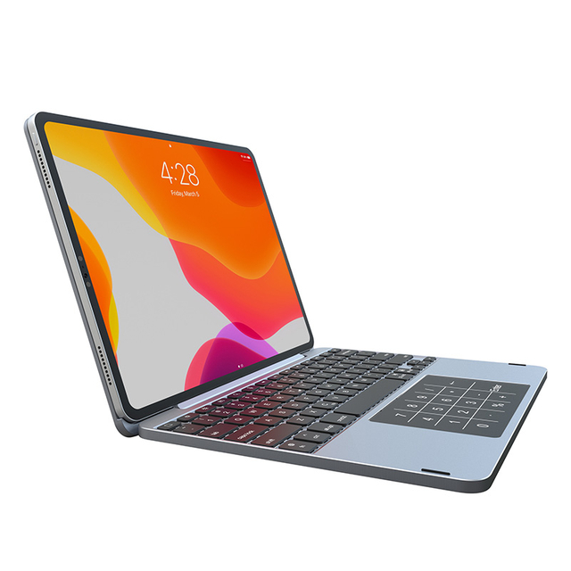 PT010 Aluminum Wireless Blue Tooth tablet Keyboard with Backlight and Track Pad for iPad Air Pro 11 Inch 