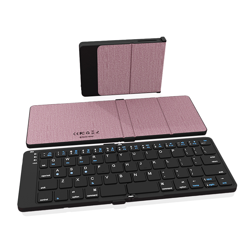 ZD017 PU leather Cover Mini two Folding Bluetooth Keyboard for Tablet, smartphone, Laptop Product Parameters