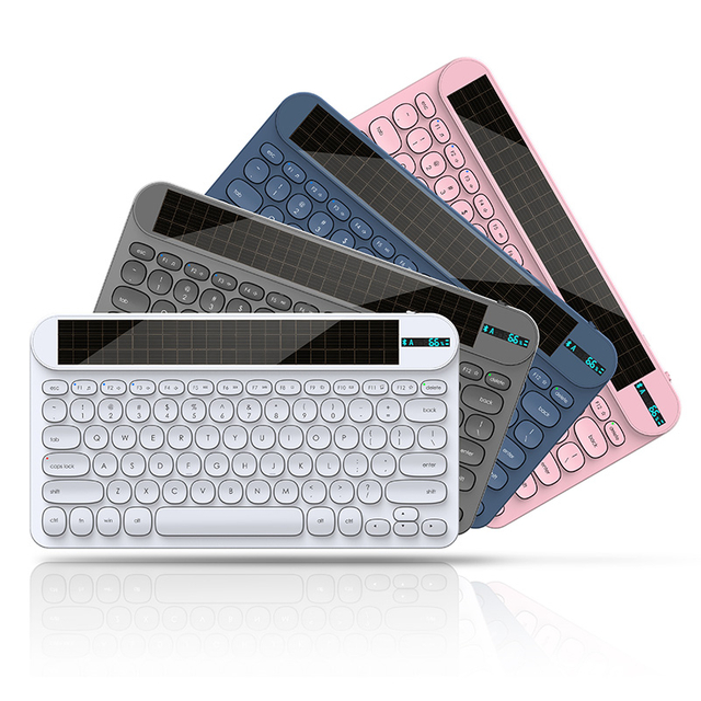 KB074 Solar Power Wireless Bluetooth Photovoltaic Keyboard for Office and Travel