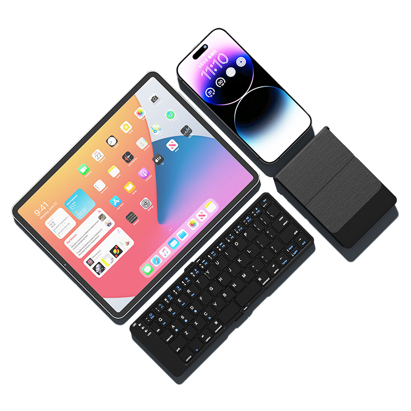 ZD017 PU leather Cover Mini two Folding Bluetooth Keyboard for Tablet, smartphone, Laptop Product Parameters